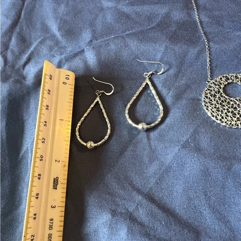 Silver Teardrop Earrings with Intricate Design